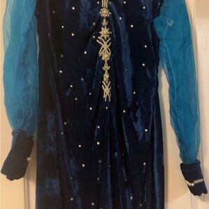 Elegant Blue Long Sleeve Dress